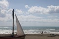 Storm on the beach on a cloudy day, minimalism, Alanya, Turkey, April 2023.