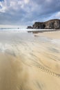 Storm beach at Mangursta on the Isle of Lewis in Scotland. Royalty Free Stock Photo