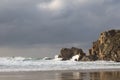 Storm beach at Mangursta on the Isle of Lewis in Scotland. Royalty Free Stock Photo