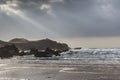 Storm beach at Mangursta on the Isle of Lewis in Scotland. Royalty Free Stock Photo