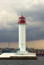 The storm begins. Vorontsov Lighthouse in Odessa, Ukraine. Royalty Free Stock Photo