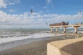 Storm in the Black Sea in the Adler resort, Russia