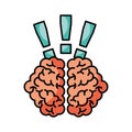 Storm brain with exclamation mark isolated icon