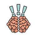 Storm brain with exclamation mark isolated icon