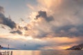 Storm Brewing in Clear and Overcast Sky over Lake Leman Royalty Free Stock Photo