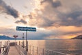 Storm Brewing in Overcast Sky over Lake Leman and Vevey Jetty EmbarcadÃÂ¨re Royalty Free Stock Photo