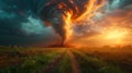 Storm chaos: hurricane tornado, a cataclysmic collision of air masses. Royalty Free Stock Photo