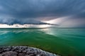 A storm cloud approaching on the IJsselmeer