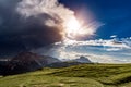 A storm cloud is coming in the sun. The beginning of the storm. Royalty Free Stock Photo