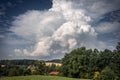 Storm cloud on the horizon. nature environment severe weather huge cloud in the sky stormy cloud. Bayern Germany