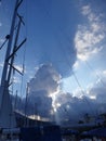 Storm cloud hovering above the harbour Royalty Free Stock Photo