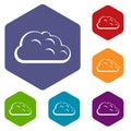 Storm cloud icons set hexagon Royalty Free Stock Photo
