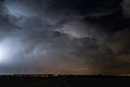 Orange colored horizontal lightning bolt above the horizon