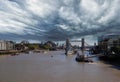 A storm cloud over The River Thames with Tower Bridge in the background Royalty Free Stock Photo