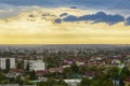 Storm clouds at sunset, above Craiova city Royalty Free Stock Photo