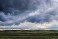 Storm clouds above field of green grass Royalty Free Stock Photo