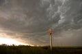 Storm Clouds brewing over railway crossing Royalty Free Stock Photo