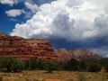 Storm clouds build behind the Sedona red rocks Royalty Free Stock Photo