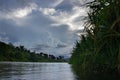 Storm clouds building up over a beautifull tropical river between the border of Panama and Costa Rica