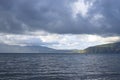 Storm clouds coming upon the peninsula Karaburun, Albania Royalty Free Stock Photo