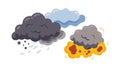 Storm Clouds with Fire, Environmental Hazard and Danger Icon, vector design Generative AI Royalty Free Stock Photo