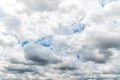 Storm clouds floating in a rainy day with natural light. Cloudscape scenery, overcast weather above blue sky. White and grey cloud Royalty Free Stock Photo