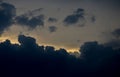 Storm clouds of fluffy puffy shape the beginning of a bubble-shaped thunderstorm, steel-gray color thunderstorm cell in the sky. h