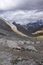 Storm clouds gather over broad glacial valley Royalty Free Stock Photo