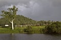 Storm Clouds Gather Over Old Cattle Yards Royalty Free Stock Photo