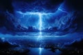 Storm Clouds and Lightning Bolts near the City Royalty Free Stock Photo