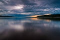 Storm clouds move over Lake Cayuga in a long exposure Royalty Free Stock Photo