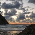 Storm clouds and ocean at sunrise Royalty Free Stock Photo