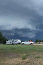 Storm clouds over a campground