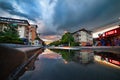 Storm clouds over city