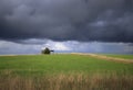 Storm clouds over country farm paddock