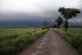Storm clouds over country road Royalty Free Stock Photo