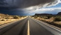 storm clouds over the desert road