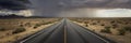 storm clouds over the desert road