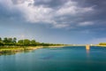 Storm clouds over Druid Lake, at Druid Hill Park in Baltimore, M Royalty Free Stock Photo