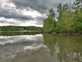 Storm Clouds over Fairy Stone Lake in Virginia Royalty Free Stock Photo