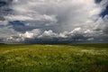 Storm clouds over green field Royalty Free Stock Photo