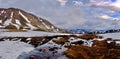 Storm clouds over mountains and reflection in water. Royalty Free Stock Photo