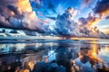 Storm Clouds Over Pacific Ocean at Dusk Royalty Free Stock Photo
