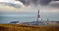 Storm clouds over Portland Bill Lighthouse at Portland, Dorset, UK