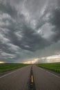 Storm clouds over a road in eastern Montana, United States Royalty Free Stock Photo