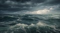 Storm clouds over the sea. Generative ai Royalty Free Stock Photo