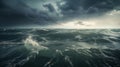 Storm clouds over the sea. Generative ai Royalty Free Stock Photo