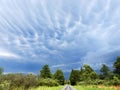 Mammatus storm clouds over FingerLakes wetlands Royalty Free Stock Photo