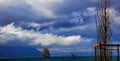 Storm clouds overcast dramatic weather, wind and rain on Geneva lake, Alps, Moutains, Switzerland