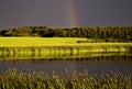 Storm Clouds Prairie Sky Rainbow Royalty Free Stock Photo